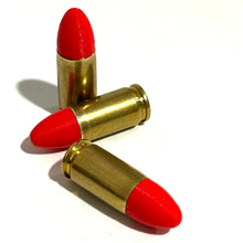 Load image into Gallery viewer, Fake 9MM Luger Real Once Fired Brass Casings With New Lava Red Bullet