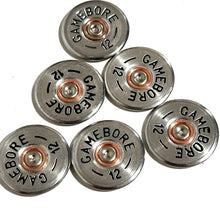 Load image into Gallery viewer, Gamebore 12 Gauge Shotgun Shell Slices Hand Painted 12GA Silver Qty 5 | FREE SHIPPING