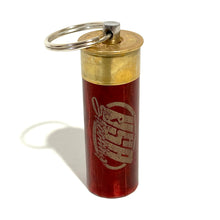 Load image into Gallery viewer, Shotgun Shell Keychain USA Key Ring Holder 12 Gauge Hunting Red Hull Trap Skeet Patriotic Gift