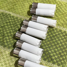 Load image into Gallery viewer, White Blank Empty Shotgun Shells Silver Bottom 12 Gauge No Markings On Hulls Used Casings DIY Wedding Boutonnieres | 8 Pcs | FREE SHIPPING