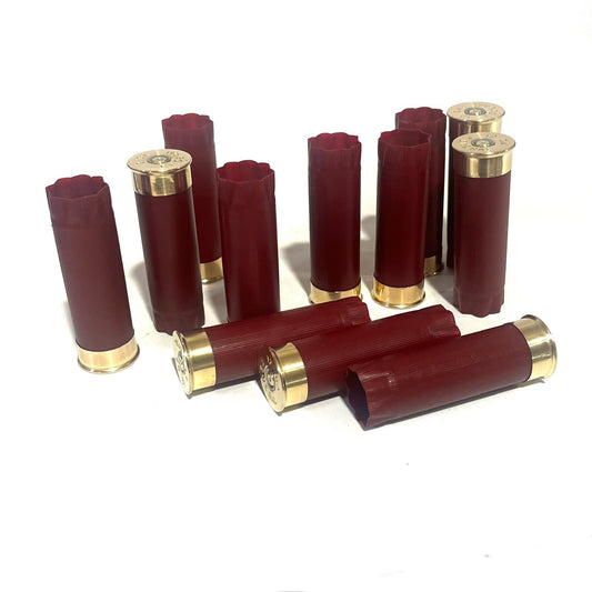 Dark Red Shotgun Shells | 12 Gauge Blank Hulls, Gold Bottom | Qty 10