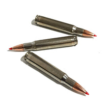 Load image into Gallery viewer, 30-06 SPRG Nickel Dummy Rifle Rounds Real Once Fired Brass With New Super Shock Red Tip Bullet