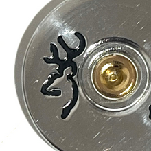 Load image into Gallery viewer, Browning 12 Gauge Hand Painted Shotgun Shell Slices 12GA Silver Qty 5 | FREE SHIPPING