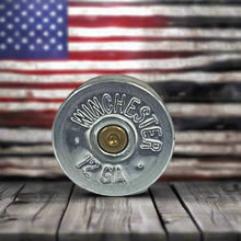 Load image into Gallery viewer, Winchester Steel Headstamps 12 Gauge Shotgun Shell Steel Bottoms Ends Empty Ammo Spent Cartridge Shotshells DIY Bullet Jewelry 50 Pcs