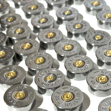Load image into Gallery viewer, Steel Headstamps 12 Gauge Bottoms Silver Remington Shotgun Shells Headstamps Hand Polished Empty Ammo Spent Cartridge Shotshells DIY Ammo Bullet Jewelry 50 Pcs - FREE SHIPPING