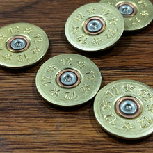 Load image into Gallery viewer, Tri-Color Stars Gold 12 Gauge Shotgun Shell Slices Qty 15 | FREE SHIPPING