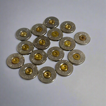 Load image into Gallery viewer, 357 Magnum WINCHESTER Brand Thin Cut Nickel Bullet Slices Gold Primer Qty 15 | FREE SHIPPING