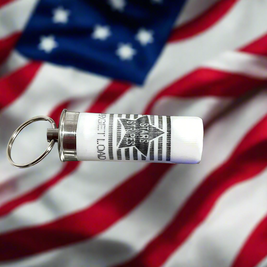Patriotic shotgun shell keychain