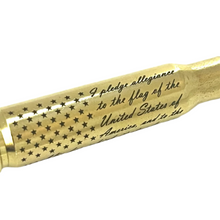 Load image into Gallery viewer, Pledge Of Allegiance Flag 308 WIN Engraved Brass With Bullet 5 Pcs