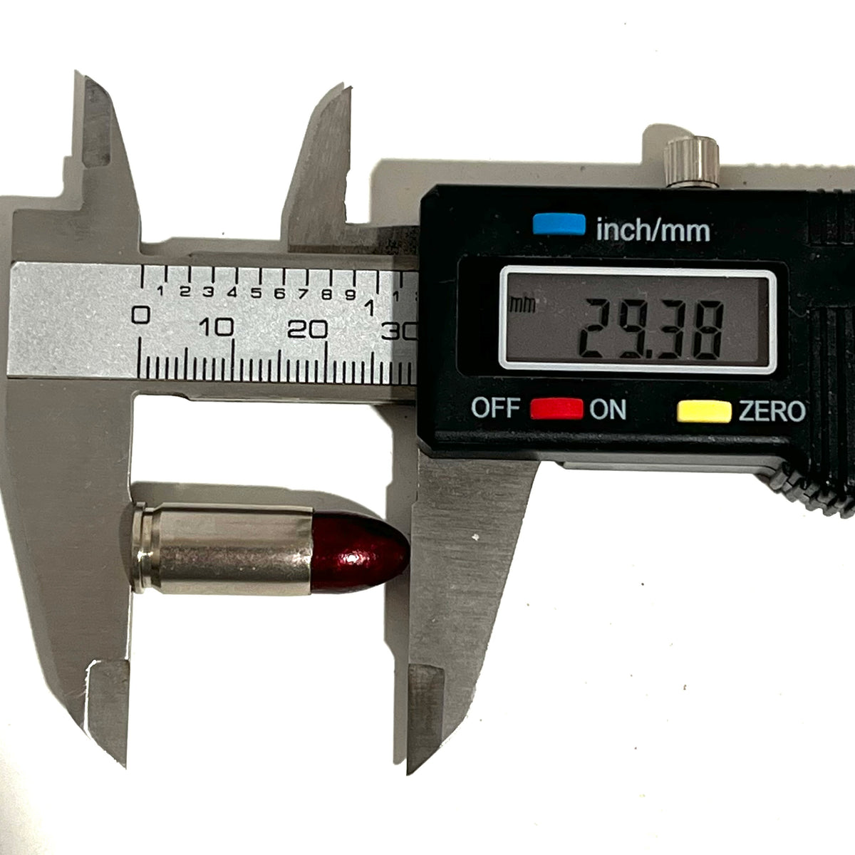 9MM Nickel Dummy Round With New Polymer Coated Dark Red Bullet