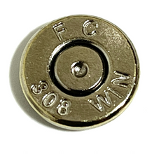 Load image into Gallery viewer, RESERVED: 308 WIN Nickel Brass Bullet Slices With Silver Primer Qty 15 | FREE SHIPPING
