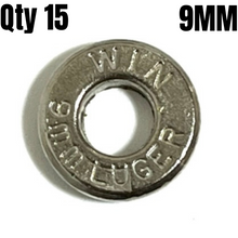 Load image into Gallery viewer, Deprimed 9MM Nickel Thin Cut Polished Bullet Slices Qty 15 | FREE SHIPPING