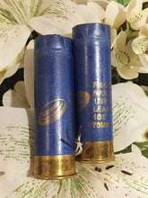 Load image into Gallery viewer, Blue Paper Shotgun Shells 12 Gauge Empty Used Cardboard Hulls Shotshells Spent Casings Fired DIY Ammo Crafts Vintage - Qty 10 Pcs