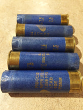 Load image into Gallery viewer, Blue Paper Shotgun Shells 12 Gauge Empty Used Cardboard Hulls Shotshells Spent Casings Fired DIY Ammo Crafts Vintage - Qty 10 Pcs