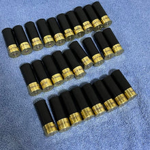 Load image into Gallery viewer, Engraved 24 Blank Black Clever Hand Polished Empty Shotgun Shells 12 Gauge No Markings On Hulls