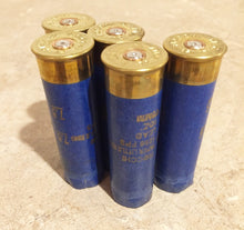 Load image into Gallery viewer, Blue Paper Shotgun Shells 12 Gauge Empty Used Cardboard Hulls Shotshells Spent Casings Fired DIY Ammo Crafts Vintage - Qty 10 Pcs