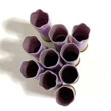 Load image into Gallery viewer, Star Crimped Purple Lavender Shotgun Shells Empty Hulls Used Fired