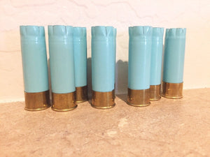 Light Blue Empty Shotgun Shells 12 Gauge Shotshells Spent Baby Blue 12GA Hulls Cartridges Used Fired Casings Shot Gun Shells