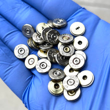 Load image into Gallery viewer, 38 Spl Polished Nickel Thin Cut Bullet Slices Qty 15 | FREE SHIPPING