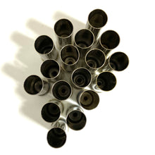 Load image into Gallery viewer, 357 Winchester Mag Empty Nickel Shell Casings Used Spent Ammo Cartridges Silver Bullet Jewelry Qty 5 Pcs - Free Shipping