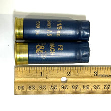 Load image into Gallery viewer, Blue 12 Gauge Empty Shotgun Shells with Ruler – Size Reference for Crafts
