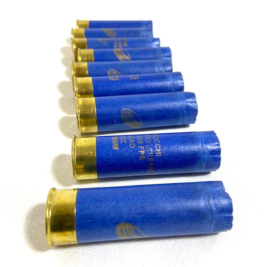 Empty Cardboard 12 Gauge Hulls Blue