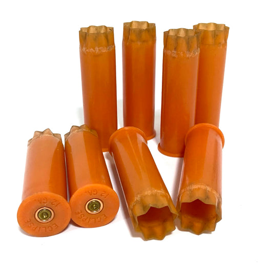 ORANGE Shotgun Shells Empty 12GA Hulls Once Fired 12 Gauge Spent Shot Gun Casings DIY Ammo Crafts Eclipse 8 Pcs FREE SHIPPING