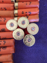 Load image into Gallery viewer, Empty Shotgun Shells Orange Hulls 12 Gauge Spent Once Fired 12GA Monarch Ammo Crafting Jewelry Boutonnieres Corsages Qty 22 Pcs