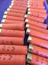 Load image into Gallery viewer, Empty Shotgun Shells Orange Hulls 12 Gauge Spent Once Fired 12GA Monarch Ammo Crafting Jewelry Boutonnieres Corsages Qty 22 Pcs