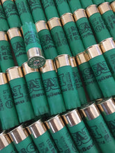 Load image into Gallery viewer, Empty Shotgun Shells Spent Zombie Green Hulls Ammo Casings Once Fired Cartridges Shotshells 12 Gauge Hand Polished