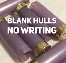 Load image into Gallery viewer, Violet Empty Shotgun Shells 12 Gauge Blank No Markings On Hulls Spent Shotshells Once Fired Used Ammo Casings DIY Boutonniere Crafts 8 pcs