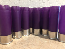 Load image into Gallery viewer, Purple Empty Shotgun Shells Blank 12 Gauge No Markings On Hulls Spent Shotshells Once Fired Used Ammo Casings DIY Boutonnieres Crafts 12 Pcs - FREE SHIPPING