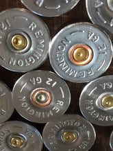 Load image into Gallery viewer, Steel Head Stamps 12 Gauge Bottoms Silver Remington Shotgun Shells Headstamps Hand Polished Empty Ammo Spent Cartridge Shotshells DIY Ammo Bullet Jewelry 50 Pcs - FREE SHIPPING
