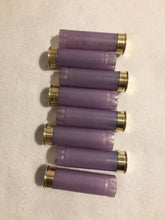 Load image into Gallery viewer, Violet Empty Shotgun Shells 12 Gauge Blank No Markings On Hulls Spent Shotshells Once Fired Used Ammo Casings DIY Boutonniere Crafts 8 pcs