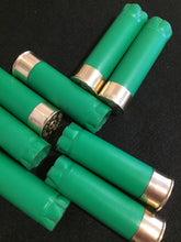 Load image into Gallery viewer, GREEN Shotgun Shells Empty 12 Gauge 12ga No Markings On Hulls Spent Shotshells Once Fired Used Casings DIY Boutonniere Ammo Crafts 8 Pcs

