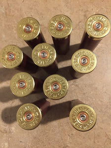 Dark Red Burgundy Maroon 12 Gauge Shotgun Shells Empty Used Casings Once Fired 12GA Hulls Spent Cartridges Herters 15pcs - FREE SHIPPING
