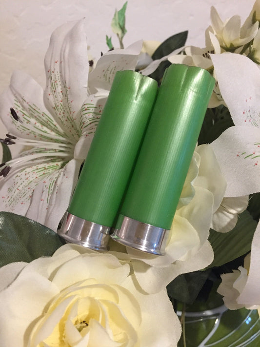 Green Shotgun Shells Blank 12 Gauge No Markings On Hulls Spent Shotshells Fired Used Casings DIY Boutonniere Crafts Lime Green 8 Pcs