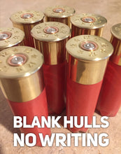 Load image into Gallery viewer, 8 Blank Salmon Red Empty Shotgun Shells 12 Gauge No Markings On Hulls DIY Boutonniere Wedding Lapel Crafts