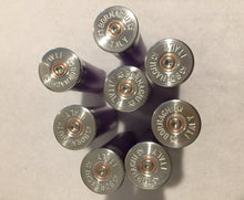 Load image into Gallery viewer, PURPLE Shotgun Shells Empty 12 Gauge No Markings On Hulls Spent 12GA Shot Gun Shotshells Used Casings DIY Boutonniere Crafts 8 Blank Pcs
