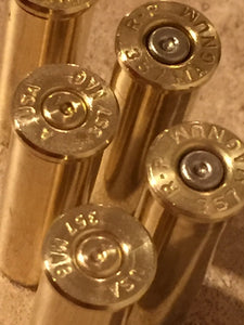 Empty Brass Shells 357 Magnum Spent Casings Ammo Used Cartridges Hand Polished Qty 5 Pcs - Free Shipping