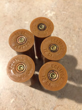 Load image into Gallery viewer, Brown Shotgun Shells Empty 12 Gauge Shot Gun Tan 12GA Hulls Once Fired Used Spent Casings DIY Ammo Crafts 5 pcs