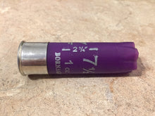 Load image into Gallery viewer, 7 Empty Purple Shotgun Shells 12GA Shotshells Empty Casings 12 Gauge Hulls Hand Polished DIY Ammo Crafting - Free Shipping