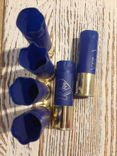 Load image into Gallery viewer, Blue Shotgun Shells 12 Gauge Hulls Fired Spent Casings Hand Polished High Brass Diy Boutonniere Ammo Crafts 6 Pcs - FREE SHIPPING