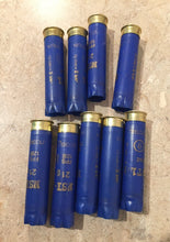 Load image into Gallery viewer, Blue Shotgun Shells 28 Gauge Empty Hulls Shotshells 28GA Dark Blue Spent Casings Ammo Crafts Bullet Jewelry 9 Pcs - FREE SHIPPING