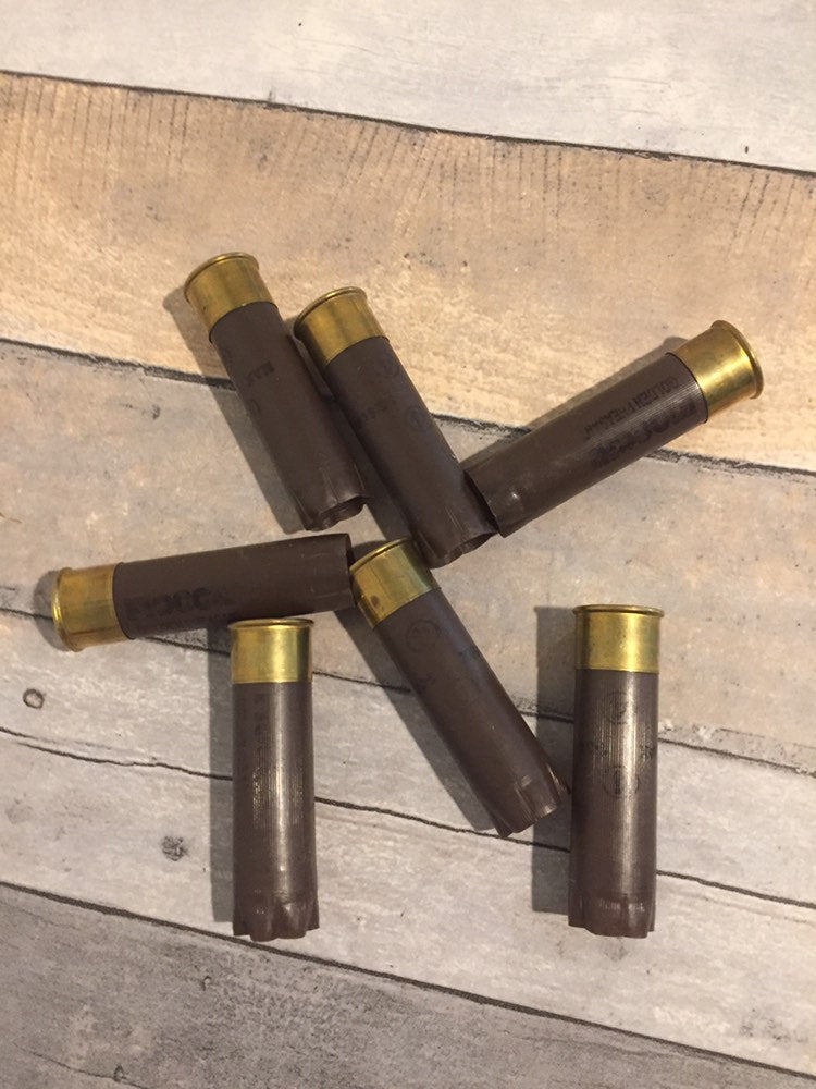 Brown Empty 12 Gauge Shotgun Shells Used 12GA Casings Fired Hulls Spent Cartridges Fiocchi 10 Pcs