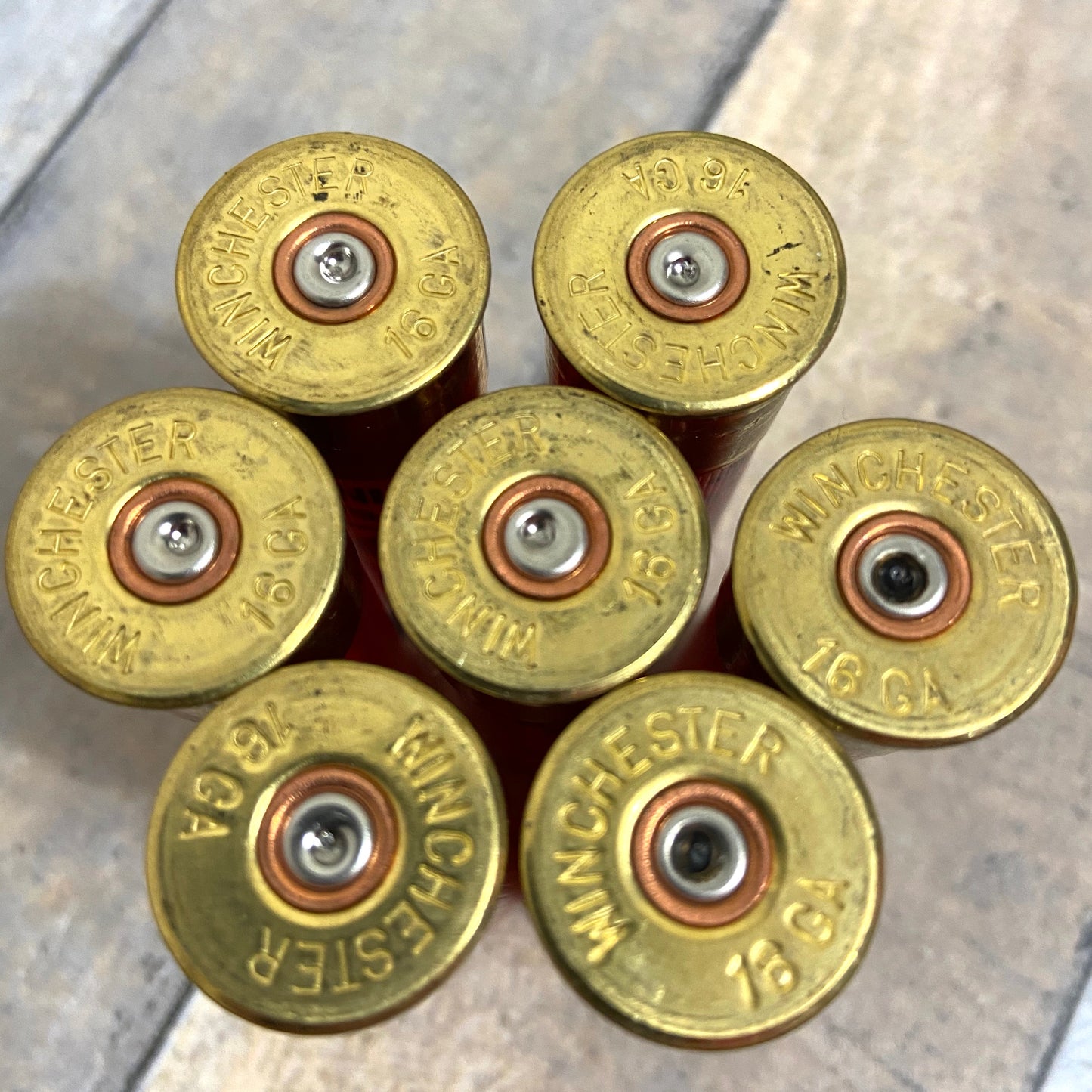 Used Red Shotgun Shells Headstamp Close Up Winchester