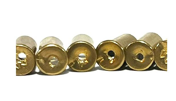 Authentic brass bullet casings with pre-drilled holes, ready for upcycled steampunk crafts and bullet jewelry.