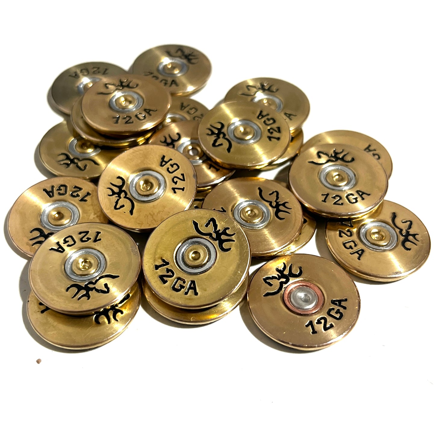 Browning 12 Gauge  Hand Painted Shotgun Shell Slices 12GA Gold Qty 5 | FREE SHIPPING