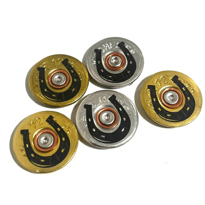 Engraved Horseshoe Shotgun Shell Slices 12 Gauge Mixed Color | Qty 10 | SHIPPING INCLUDED