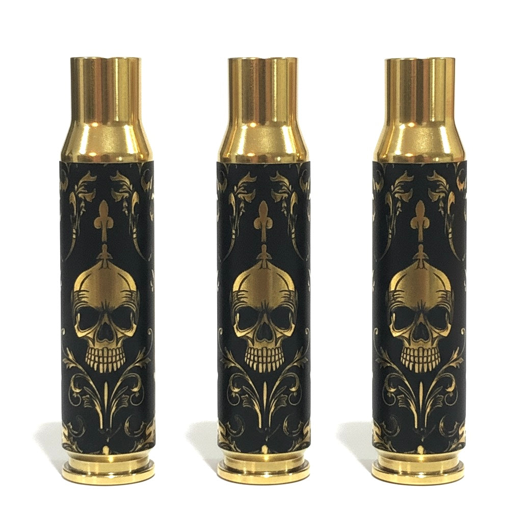308 Brass Bullet Engraved Gothic Skulls